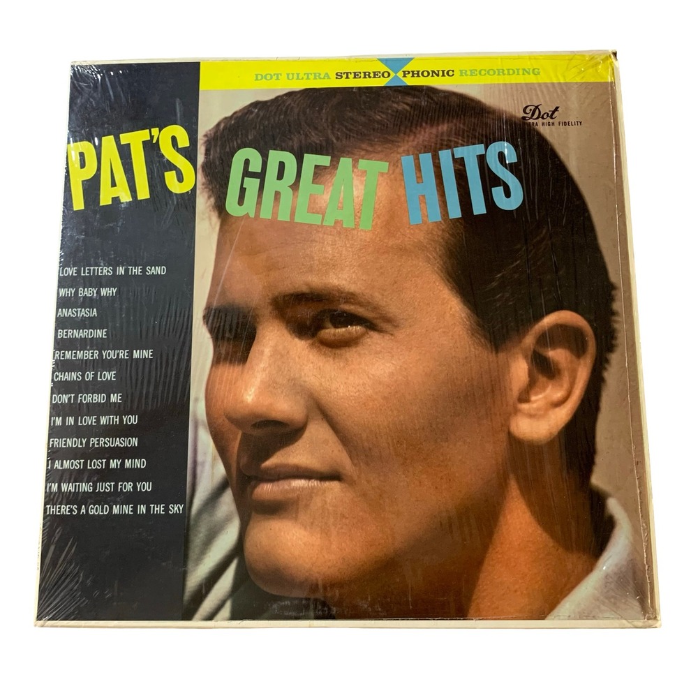 Pat Boone Pat's Great Hits Vinyl LP Record Dot DLP 25071 Stereo Billy Vaughn